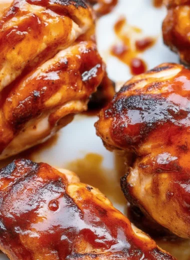 Juicy BBQ Chicken grilled to perfection, coated in delicious homemade BBQ sauce.
