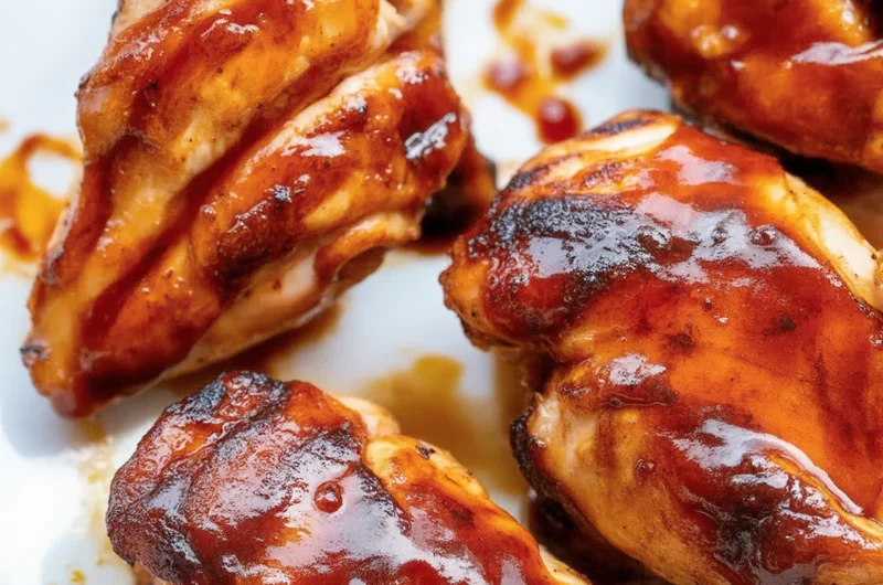 Juicy BBQ Chicken grilled to perfection, coated in delicious homemade BBQ sauce.