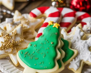 Delicious decorated Christmas Sugar Cookies ready for the holiday season