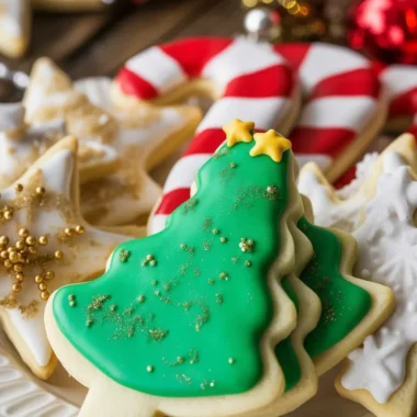 Delicious decorated Christmas Sugar Cookies ready for the holiday season