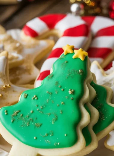 Delicious decorated Christmas Sugar Cookies ready for the holiday season