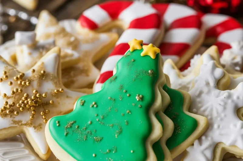 Delicious decorated Christmas Sugar Cookies ready for the holiday season
