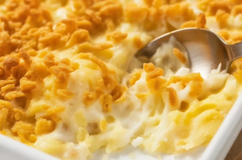 Easy Cheesy Potatoes baked until golden brown and creamy.