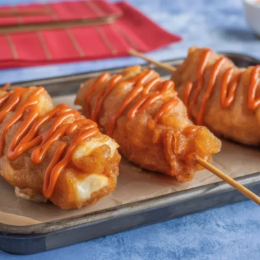 Snack Attack: Discover the Magic of Viral Korean Corn Dogs 38 Delicious viral Korean Corn Dogs with hot dog and cheese in sweet fluffy batter.