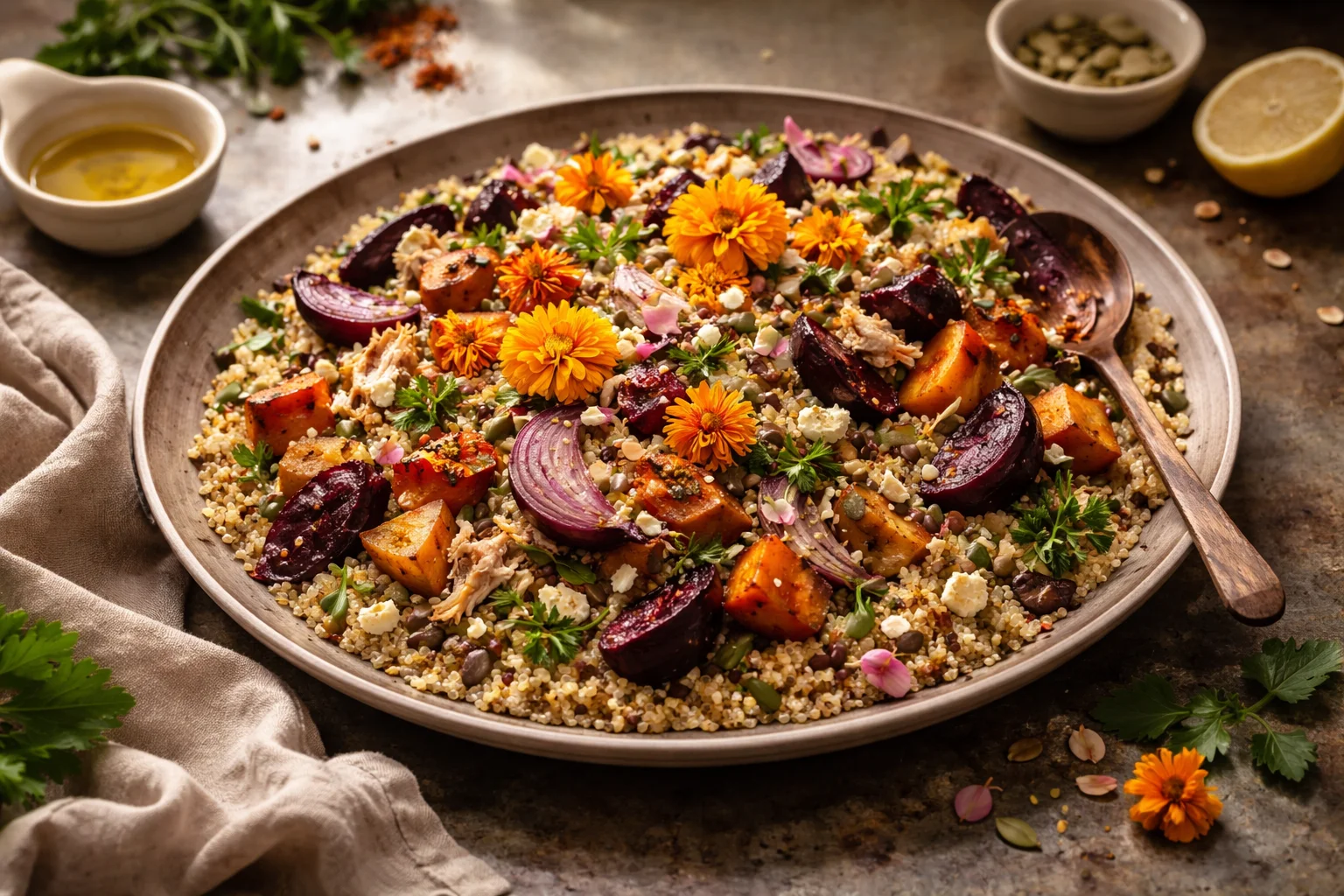 Quinoa Bowl with Roasted Winter Vegetables