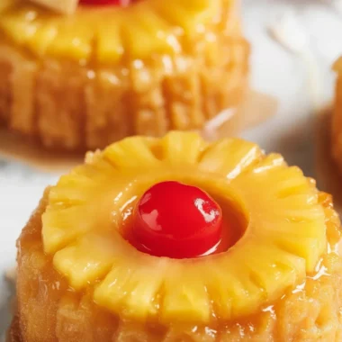 Delicious Pineapple Upside Down Sugar Cookies topped with pineapple and cherries.