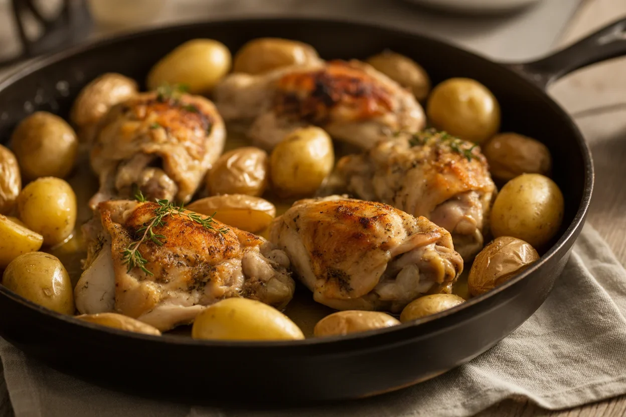 Easy Roasted Chicken with Herbs and Potatoes for a Cozy Dinner