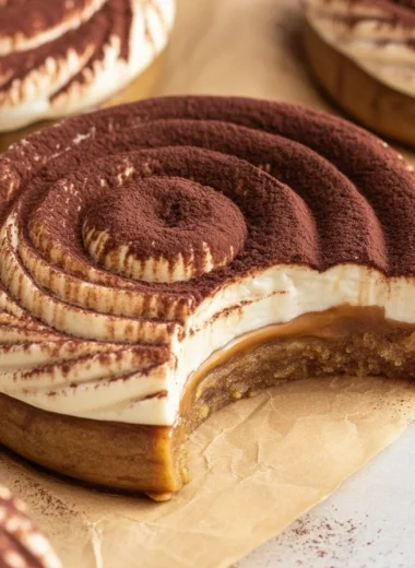 Delicious Tiramisu Cookie Cups with creamy mascarpone filling and cocoa dusting.
