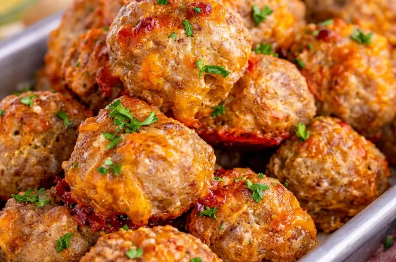 Plate of spicy Mexican donkey balls with jalapeños and melted cheese.