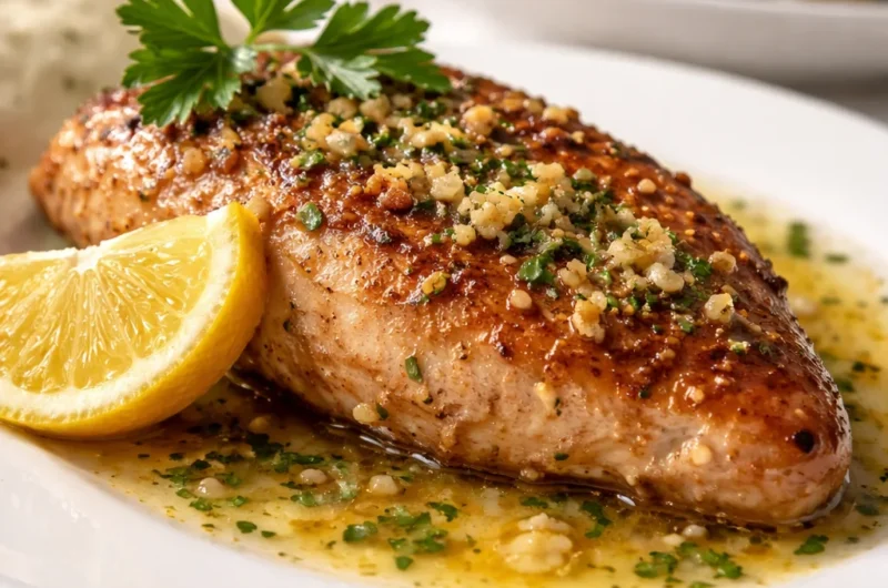 Delicious Chicken Christopher from Morton's Steakhouse, featuring garlic butter sauce.