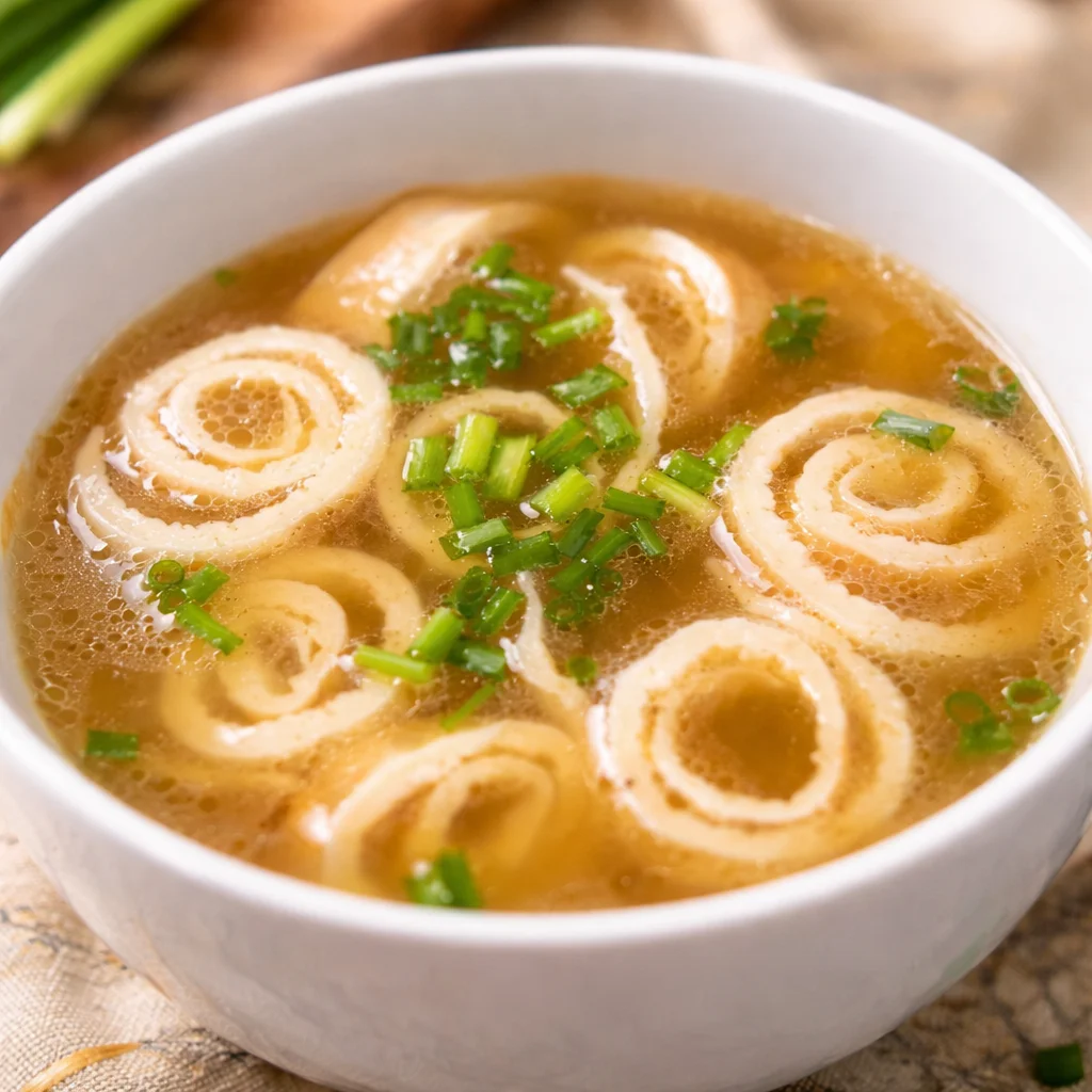 Authentic Flädlesuppe recipe - German pancake soup with crepes and beef broth.