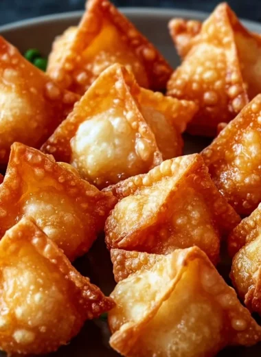 Crispy crab rangoon bombs served with dipping sauce on a plate