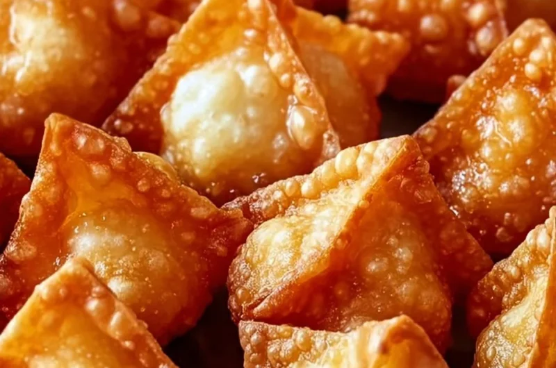 Crispy crab rangoon bombs served with dipping sauce on a plate