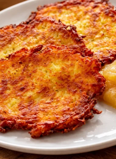 Crispy German Potato Pancakes (Kartoffelpuffer) golden-brown and delicious