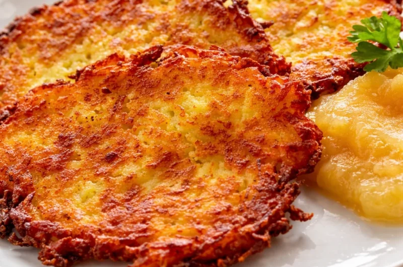 Crispy German Potato Pancakes (Kartoffelpuffer) golden-brown and delicious