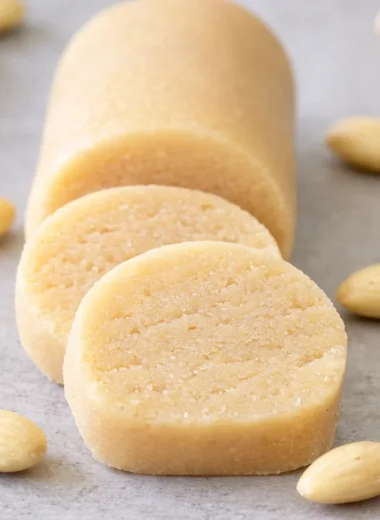 Traditional German marzipan recipe showcasing homemade almond paste for holiday treats.