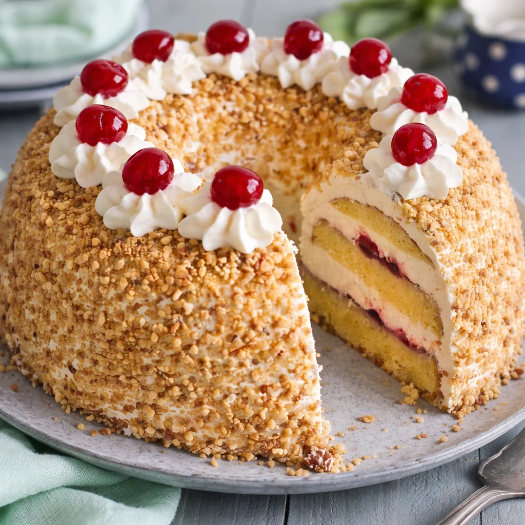 Deliciously Simple Frankfurter Kranz Recipe (German Crown Cake) 34 Slice of Frankfurter Kranz, a German Crown Cake filled with buttercream and jam.