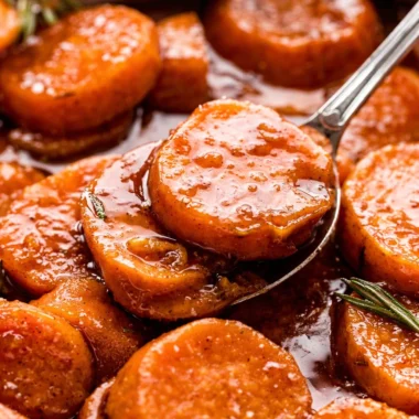 Delicious baked sweet potatoes served with a colorful garnish