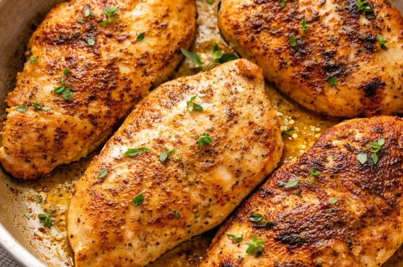 Juicy and tender chicken breasts cooked to perfection using various methods.