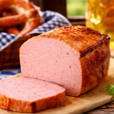 Authentic Leberkäse Recipe, Bavarian meatloaf served with traditional sides.