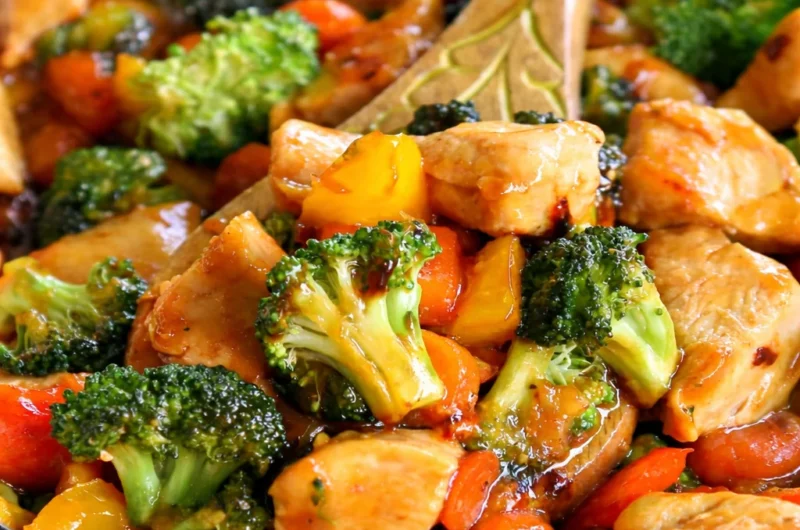 Easy chicken stir fry recipe with fresh vegetables and savory sauce