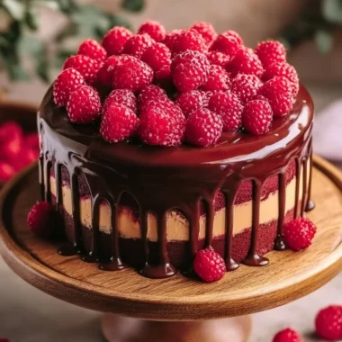 Raspberry Ruby Chocolate Drip Cake with rich chocolate and fresh raspberries