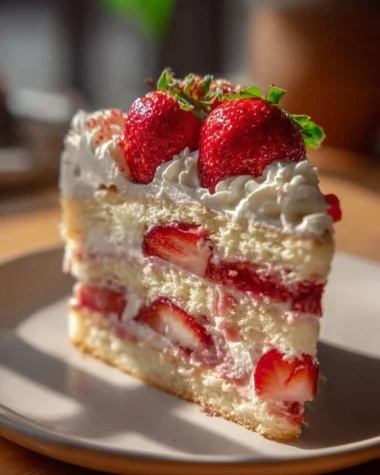 Delicious Strawberry Earthquake Cake with strawberries and cream cheese