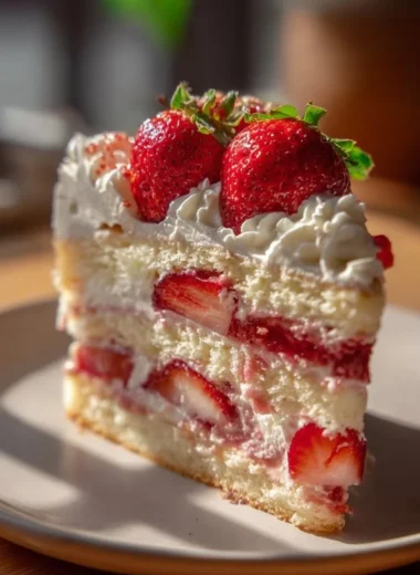 Delicious Strawberry Earthquake Cake with strawberries and cream cheese