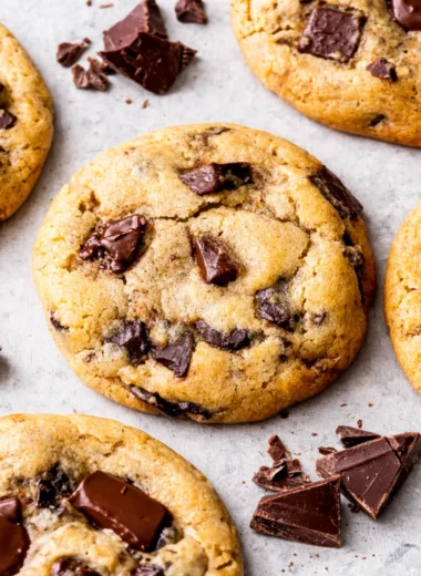 Delicious homemade chocolate chip cookies made from the world's best recipe.