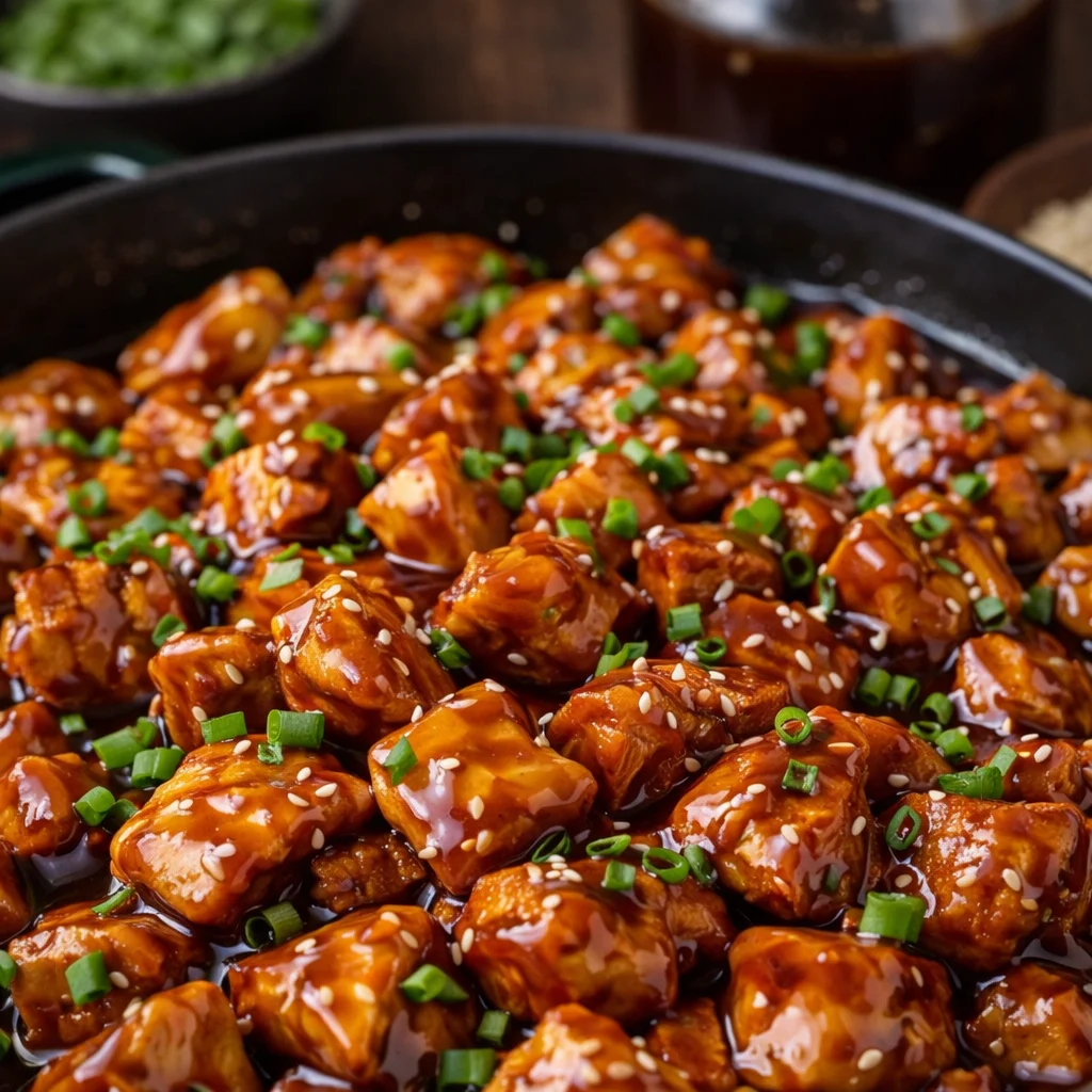 Bourbon Chicken Better Than Takeout - Quick and Delicious! 33 Delicious Bourbon Chicken served with fluffy rice, better than takeout.