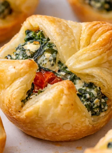 Cheese and Spinach Stuffed Pastry puffs, golden brown and savory, perfect for appetizers.