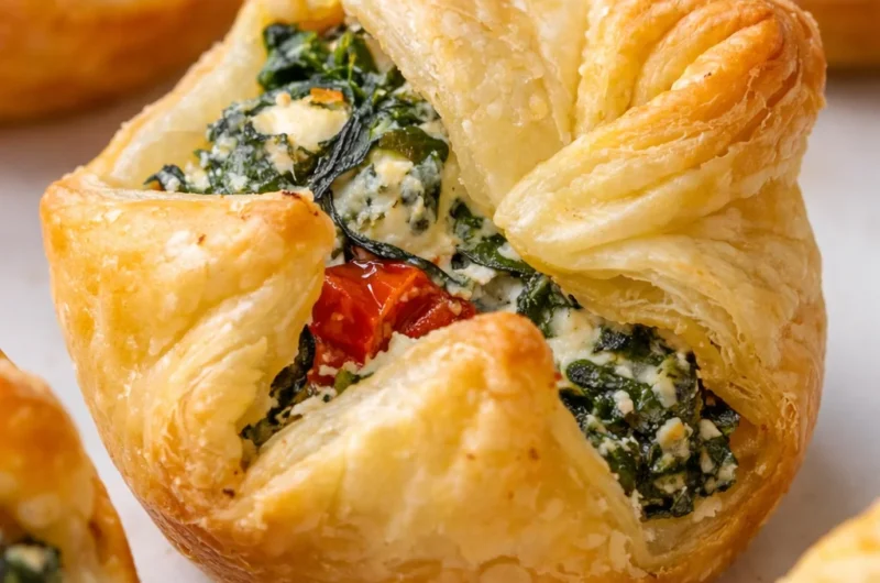 Cheese and Spinach Stuffed Pastry puffs, golden brown and savory, perfect for appetizers.