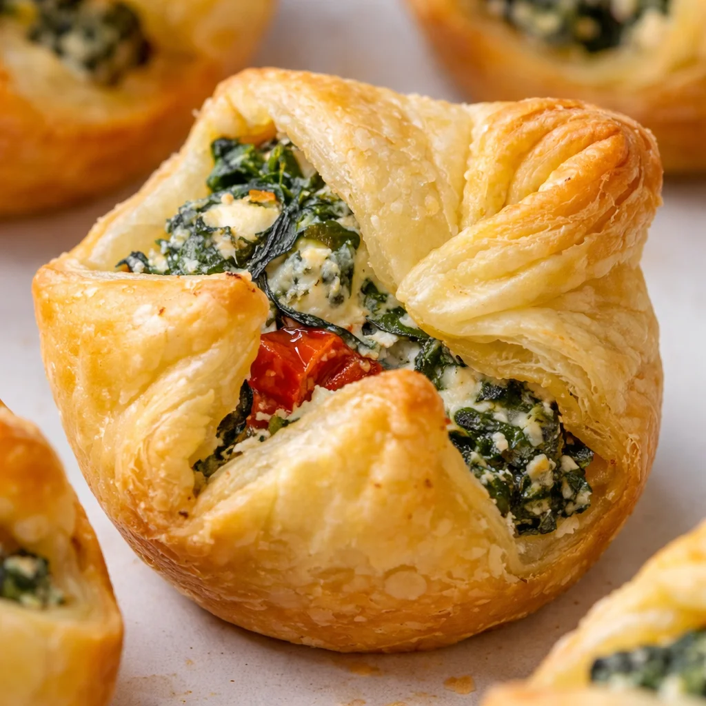 Cheese and Spinach Stuffed Pastry puffs, golden brown and savory, perfect for appetizers.
