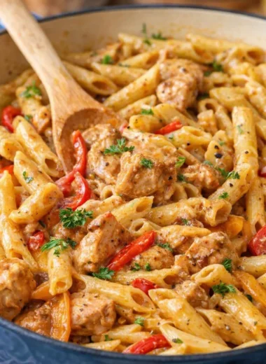 Cajun Chicken Alfredo Pasta served with fettuccine in a creamy sauce, ready in 30 minutes.