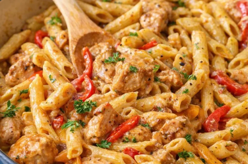 Cajun Chicken Alfredo Pasta served with fettuccine in a creamy sauce, ready in 30 minutes.