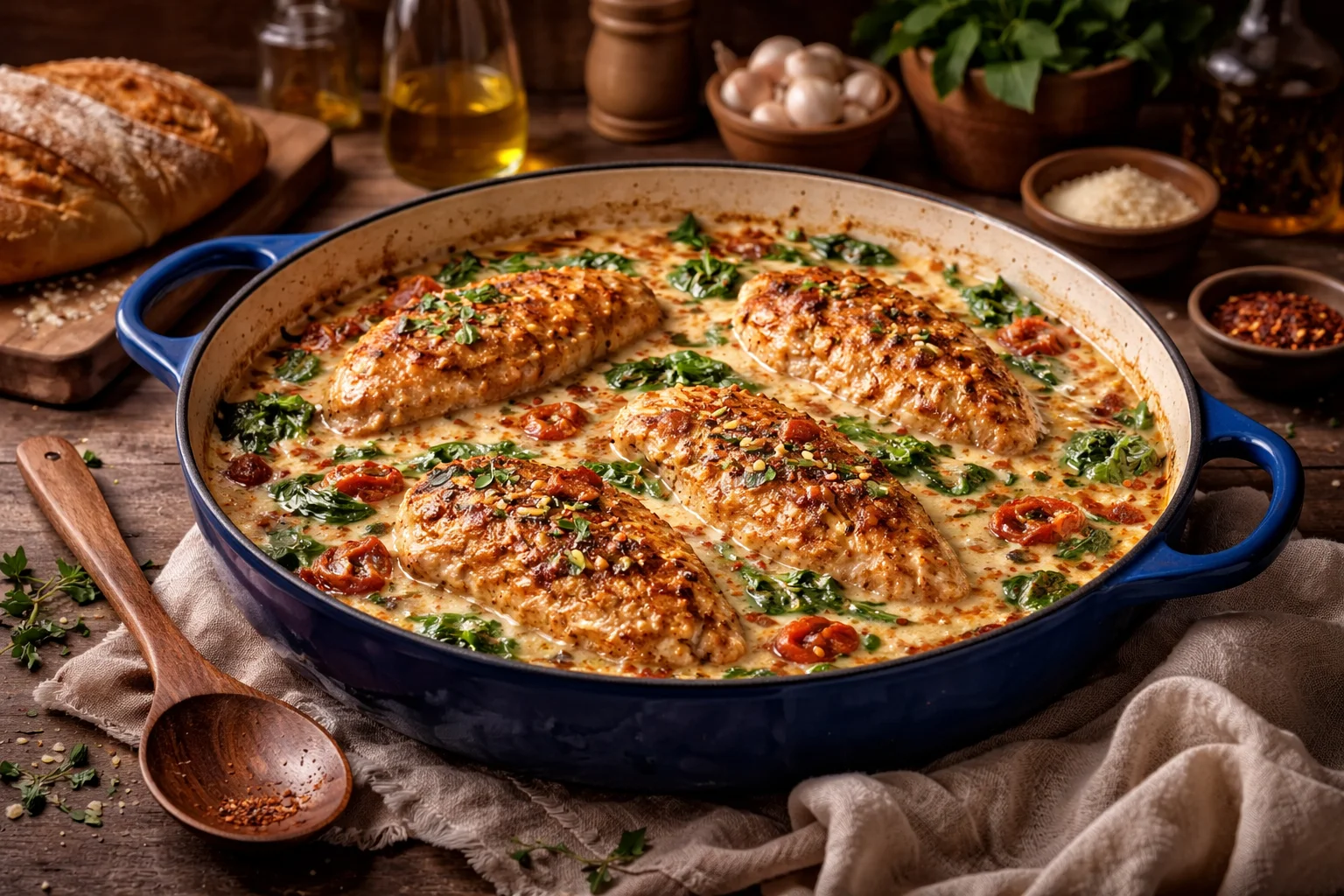 Creamy Tuscan Chicken with Sun-Dried Tomatoes