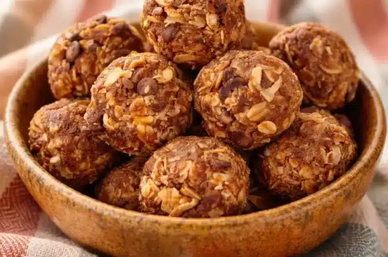 Healthy Protein Balls With Dates made from Medjool dates and nut butter.