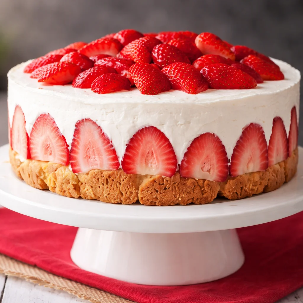 Delicious Strawberry Shortcake Cheesecake with layers of strawberries and creamy cheesecake.