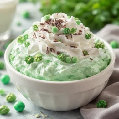 Delicious Shamrock Cheesecake Fluff dessert for St. Patrick's Day celebrations.