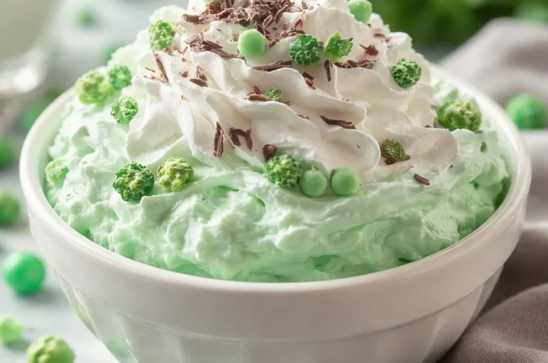 Delicious Shamrock Cheesecake Fluff dessert for St. Patrick's Day celebrations.