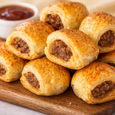 A plate of homemade Australian sausage rolls golden brown and crispy
