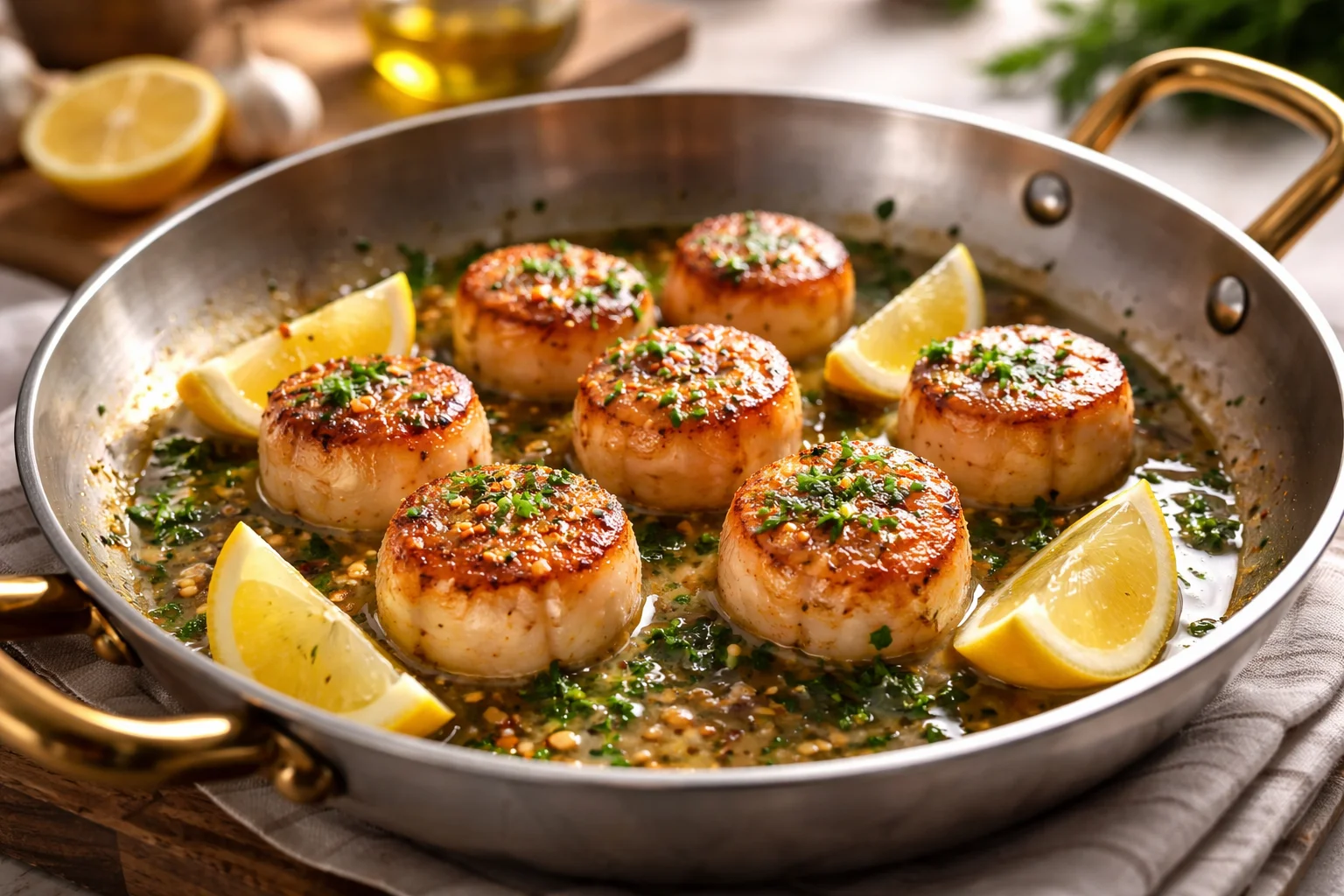 Garlic Butter Scallops with White Wine Sauce