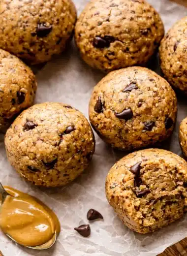 Nutritious Breakfast Protein Balls made with peanut butter, oats, and chocolate chips