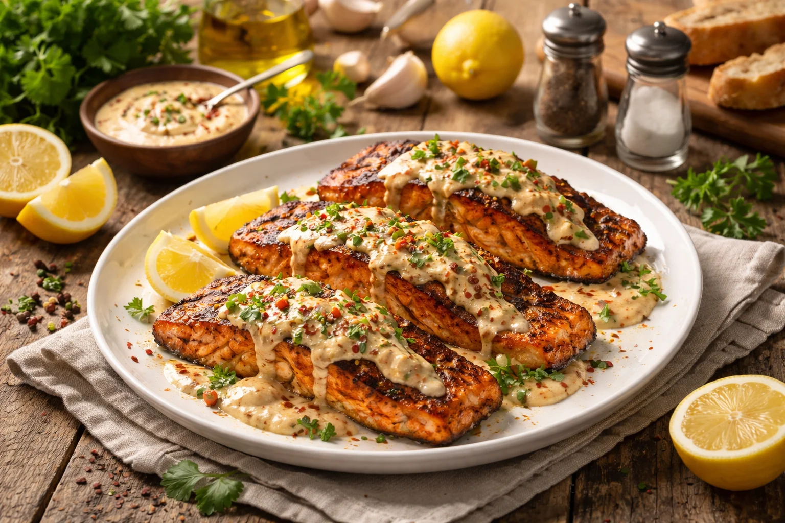 Savor the Flavor: Blackened Salmon with Creamy Cajun Sauce