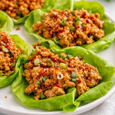 Delicious Turkey Lettuce Wraps with savory ground turkey and fresh veggies.