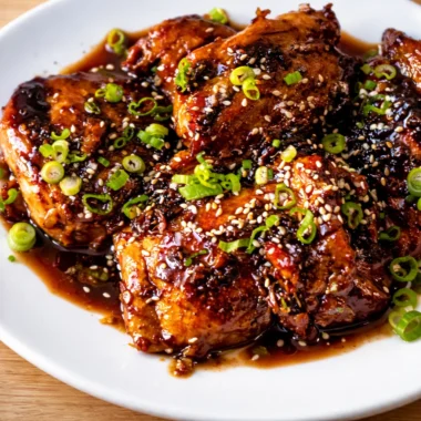 Delicious Caramelised Soy Chicken Recipe with a sticky glaze and garlic broth.