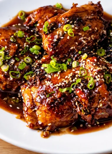 Delicious Caramelised Soy Chicken Recipe with a sticky glaze and garlic broth.