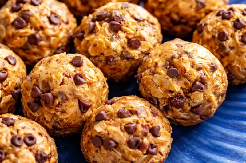 Delicious No Bake Protein Energy Balls made with peanut butter and oats.