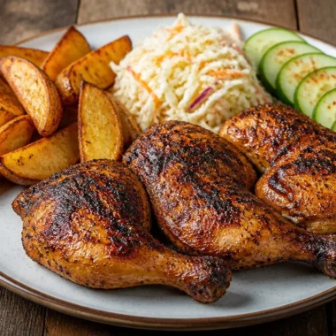 Delicious Chicken With Crispy Potatoes dish served on a plate.