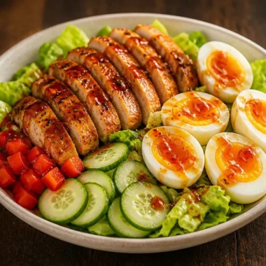 Citrus-Glazed Chicken Salad Bowl 27 Citrus-Glazed Chicken Salad Bowl topped with fresh ingredients and vibrant colors.